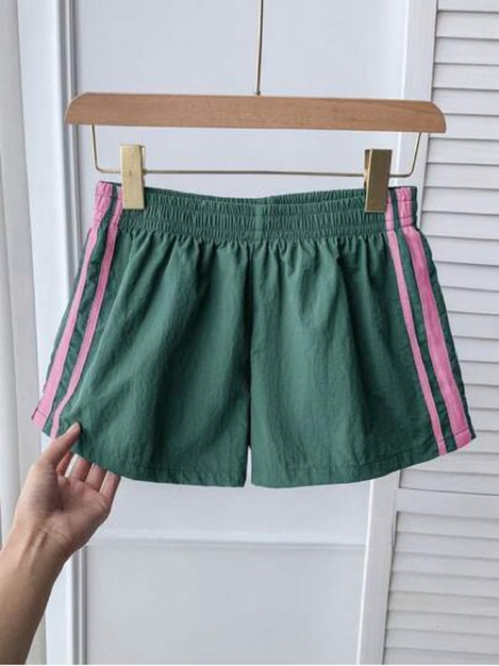 Green & Pink Side Stripped Track Shorts